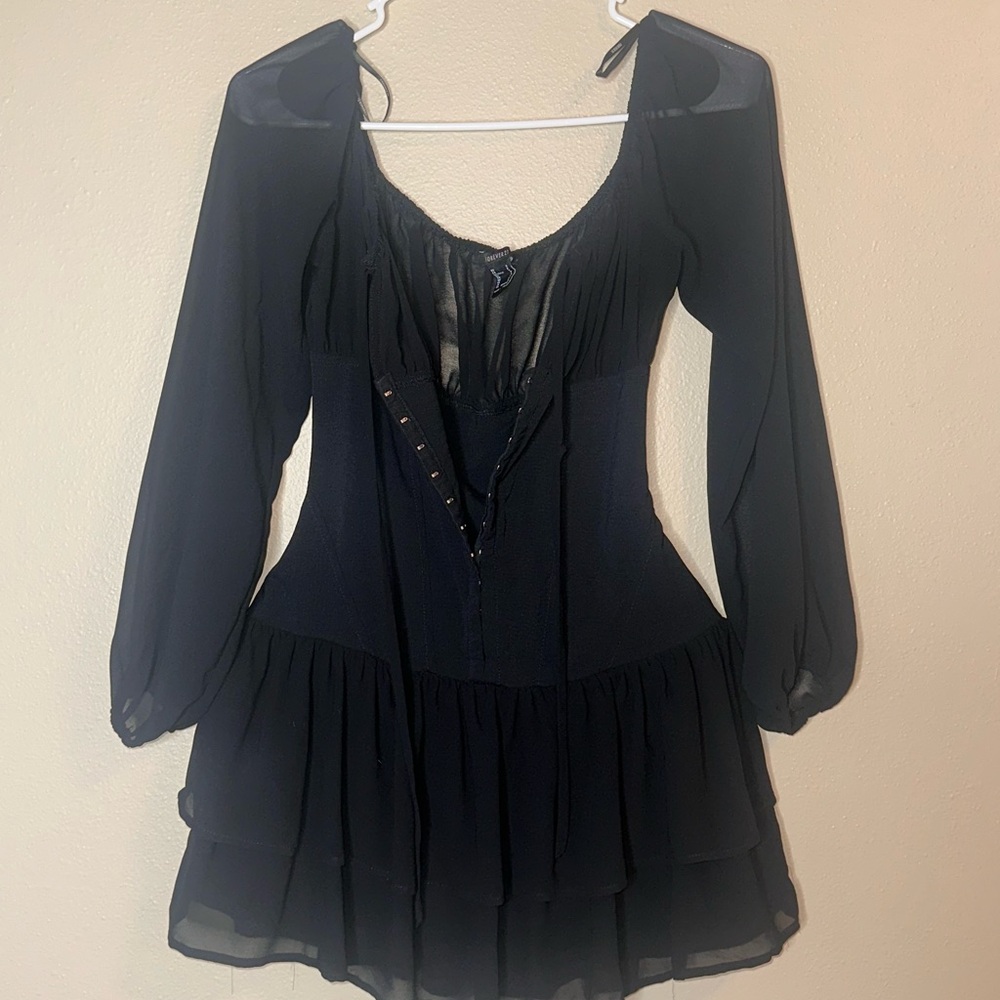 Forever 21 Black Sheer Long Sleeve Dress